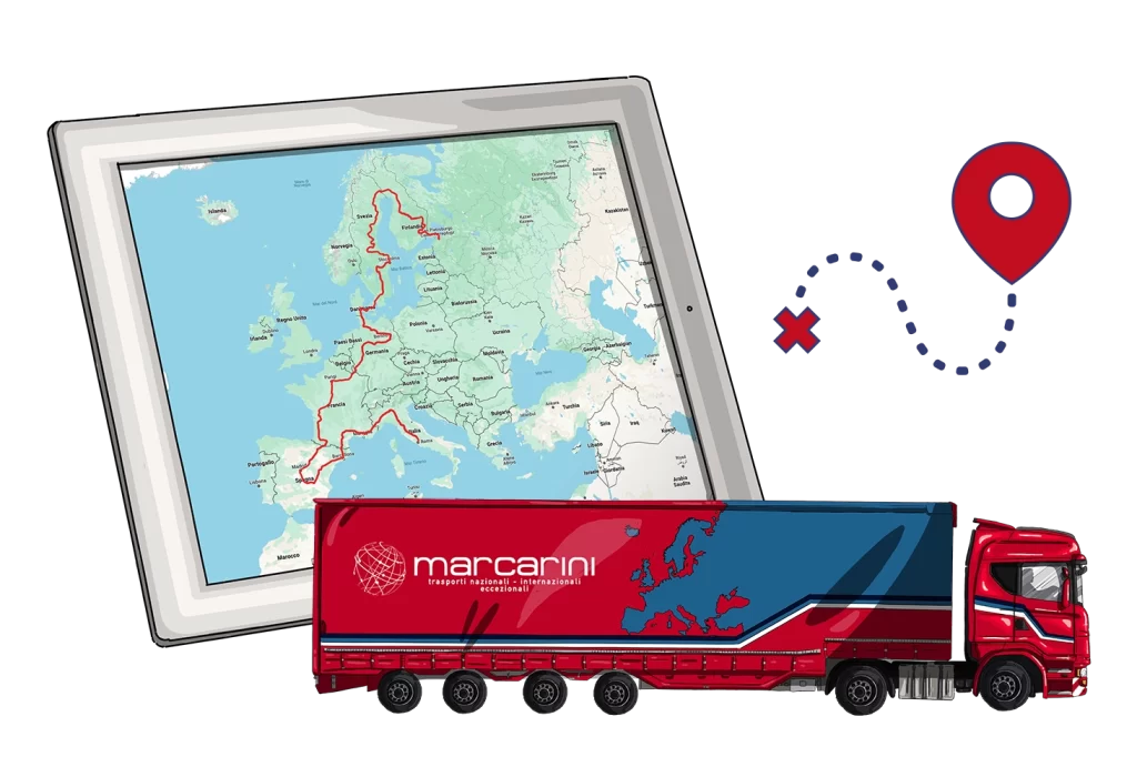 Marcarini Autotrasporti illustrazione navigatore camion
